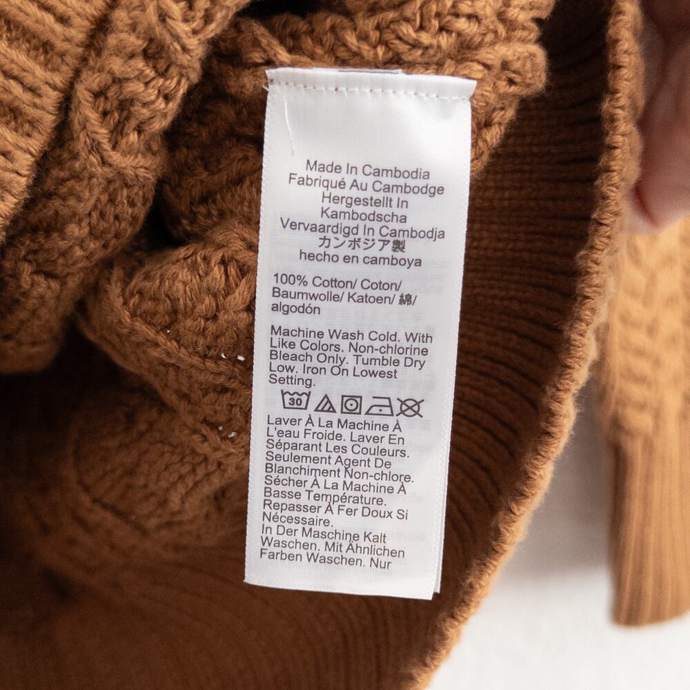 J. Crew Brown Chunky Cable Knit Fisherman's Pullover Sweater Size Small - Picture 4 of 5